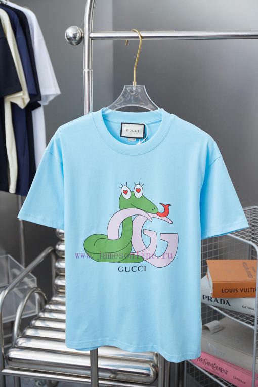 GU Gujia 25SS Early Spring Snake Year Limited Edition Greedy Snake Letter Printed Short SleeveL ju223xim