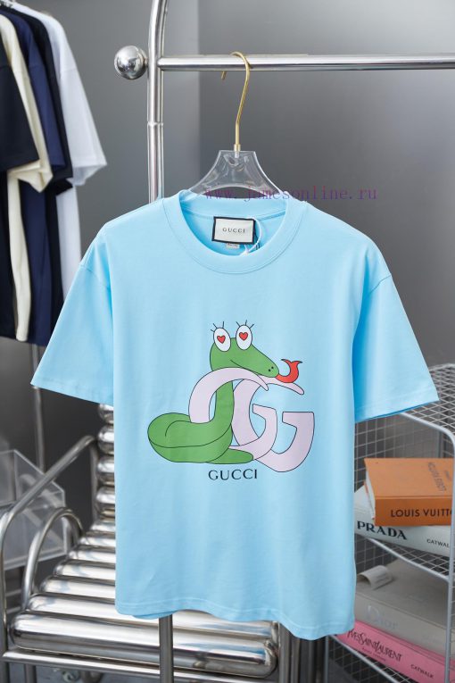 GU Gujia 25SS Early Spring Snake Year Limited Edition Greedy Snake Letter Printed Short SleeveL ju223xim - Image 11