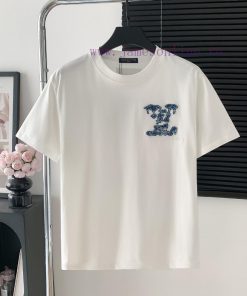 Style Number W512Louis Vuitton/Louis Vuitton LV Logo Denim Patch Letter Short Sleeved ShirtExqu hrmoebd5