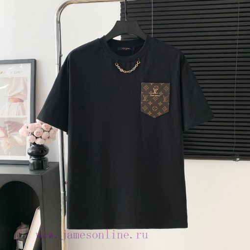 Style Number D702Louis Vuitton/Louis Vuitton LV Logo Leather Pocket Short Sleeved ShirtExquisit a8p0u3fr - Image 2