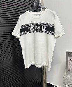 DIOR Jacquard Knitted Short SleeveElastic Slim Fit And Slimming T-shirt Half Sleeve Unisex Dior ja88f1ep