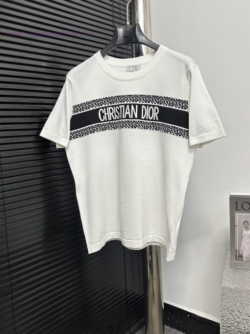 DIOR Jacquard Knitted Short SleeveElastic Slim Fit And Slimming T-shirt Half Sleeve Unisex Dior ja88f1ep