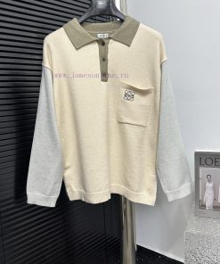 Loewe Color Blocked Embroidered Collar College Style Knitted SweaterCustomized Fabric With High ql5ps32z