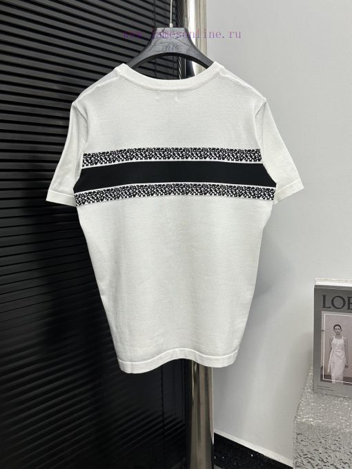 DIOR Jacquard Knitted Short SleeveElastic Slim Fit And Slimming T-shirt Half Sleeve Unisex Dior ja88f1ep - Image 3