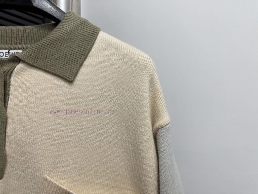 Loewe Color Blocked Embroidered Collar College Style Knitted SweaterCustomized Fabric With High ql5ps32z - Image 4