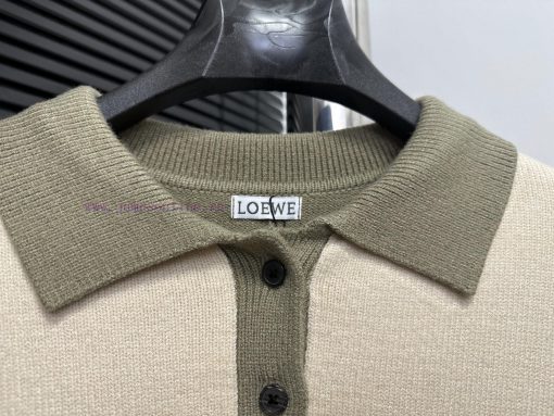 Loewe Color Blocked Embroidered Collar College Style Knitted SweaterCustomized Fabric With High ql5ps32z - Image 5
