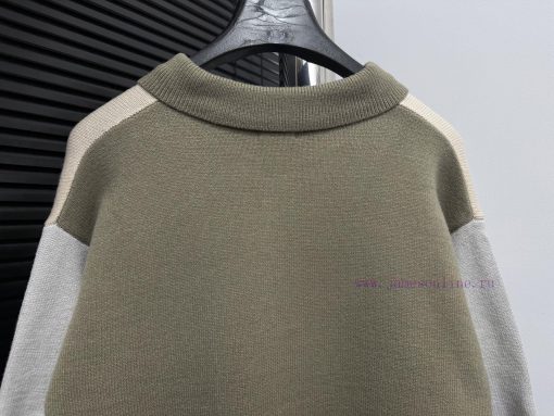 Loewe Color Blocked Embroidered Collar College Style Knitted SweaterCustomized Fabric With High ql5ps32z - Image 7