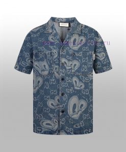 Gucci's Latest Denim Short Sleeved Shirt For Early Autumn. London Artist Hattie Stewart's Creat nky3wydc