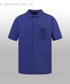 Fendi's Early Spring New Short Sleeved Shirt Pocket Zipper Signature Double F Letter Logo Exqui ky4gd67y