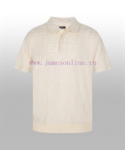 Fendi's Early Spring New Open Back Polo Shirt Original Molded Jacquard Fabric Black Small Butto czclcej8