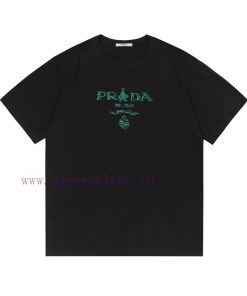 PRADA 2025 New High-density Embroidery Simple Letter Logo Unisex Short Sleeved TCustomized 260g tsvadqp7