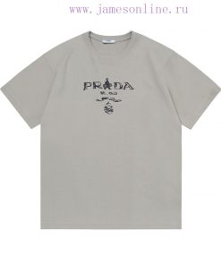 PRADA 2025 New High-density Embroidery Simple Letter Logo Unisex Short Sleeved TCustomized 260g au461xor