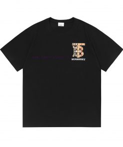 Burberry 2025 New Classic Grid TB Letter Logo Unisex Short Sleeved T-shirtCustomized 260g 100% ykpw4qle