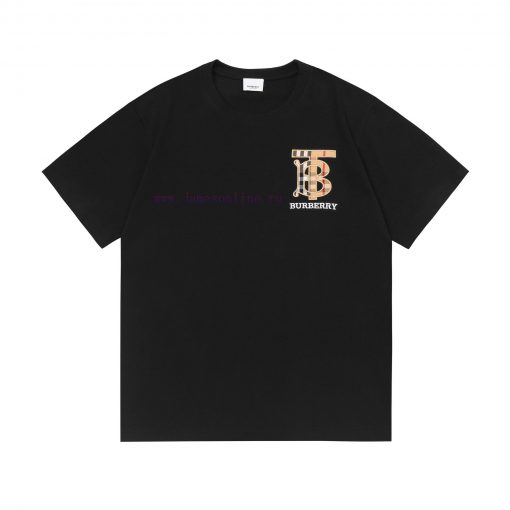 Burberry 2025 New Classic Grid TB Letter Logo Unisex Short Sleeved T-shirtCustomized 260g 100% ykpw4qle
