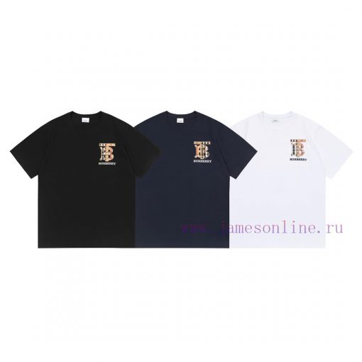 Burberry 2025 New Classic Grid TB Letter Logo Unisex Short Sleeved T-shirtCustomized 260g 100% ykpw4qle - Image 4