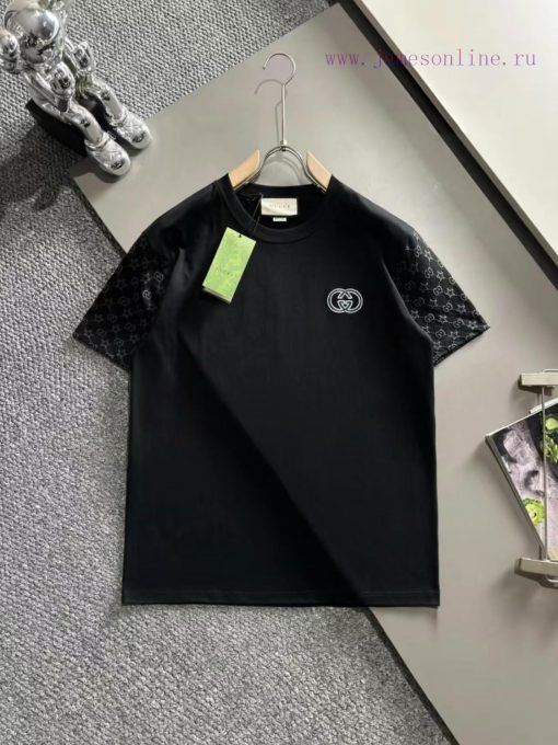 Arrived The Next DayGUCCI 2025 New Two Sleeve Plush Letter Logo Chest Double G Embroidered Men' eaw1ey09 - Image 2