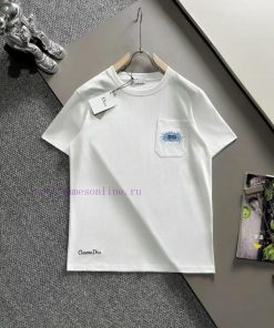 Arrived The Next DayDior 2025 New Pocket Flower Embroidered Letter Logo Unisex Short Sleeved T- ulv77qep