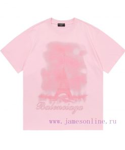Arrived The Next DayBurberry 2025 New Digital Spray Iron Tower Letter Logo Unisex Short Sleeved 5d9w9349