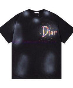 Dior 2025ss New Hand-painted Ink Splashed Couple Casual Short Sleeved T-shirtThe Most Customize 9tq9fwq4