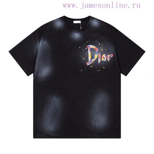 Dior 2025ss New Hand-painted Ink Splashed Couple Casual Short Sleeved T-shirtThe Most Customize 9tq9fwq4 - Image 2