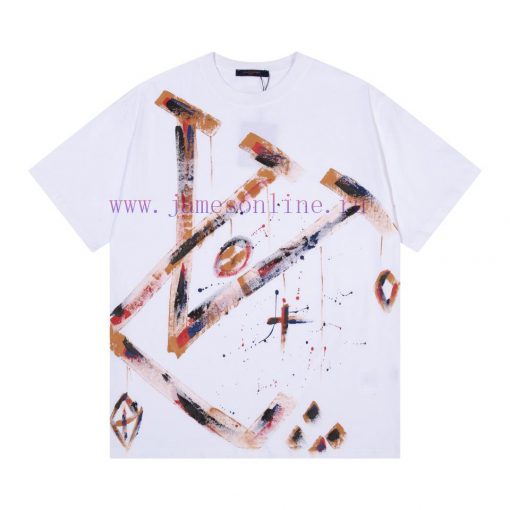 Louis Vuitton LV 2025ss New Hand-painted Splashed Ink Couple Casual Short Sleeved T-shirtThe Mo 7ahh8e91