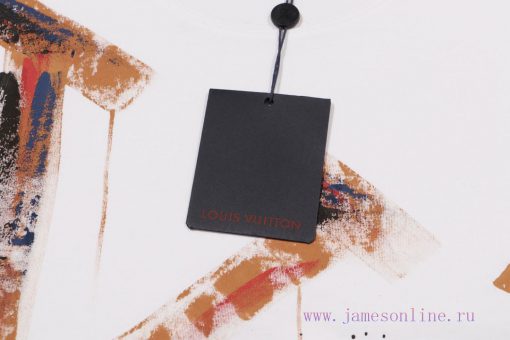 Louis Vuitton LV 2025ss New Hand-painted Splashed Ink Couple Casual Short Sleeved T-shirtThe Mo 7ahh8e91 - Image 5