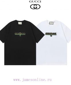 Gucci 2025 New Patch Embroidered Letter Couple's Short Sleeved T-shirtOriginal Fabric Internet 41ewn4yk