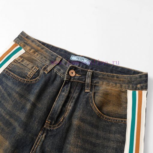 217 Prad Prada 2025 Early Spring Synchronized New Product Ribbon Jeans Heavy Duty Washed Jeans zi8o0ykr - Image 5