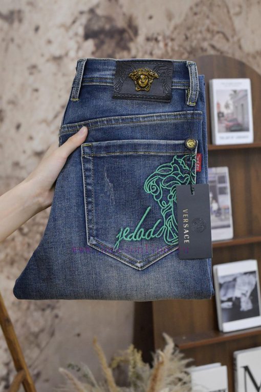 904 Versace Versace 25ss Early Spring New Versace Jeans Cotton Straight Leg Pants With Open Thr oodzhb8p - Image 4