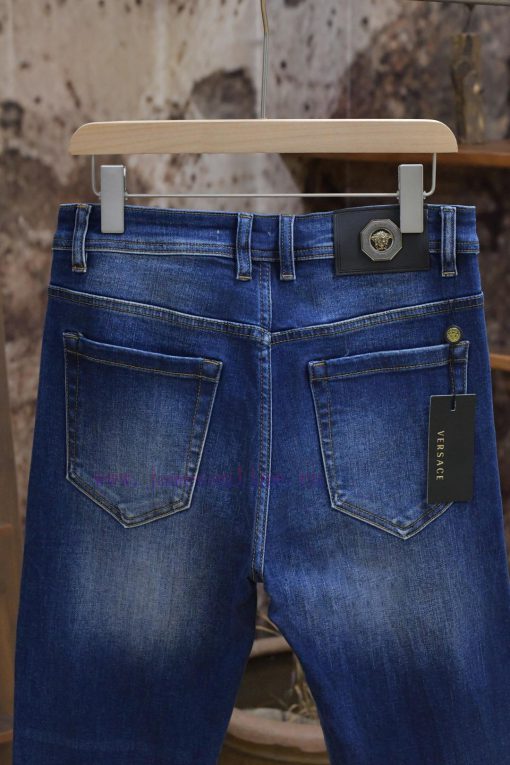 906 Versace 25ss Early Spring New Versace Jeans Cotton Straight Leg Pants With Open Weave Edges 7m5vge95 - Image 8