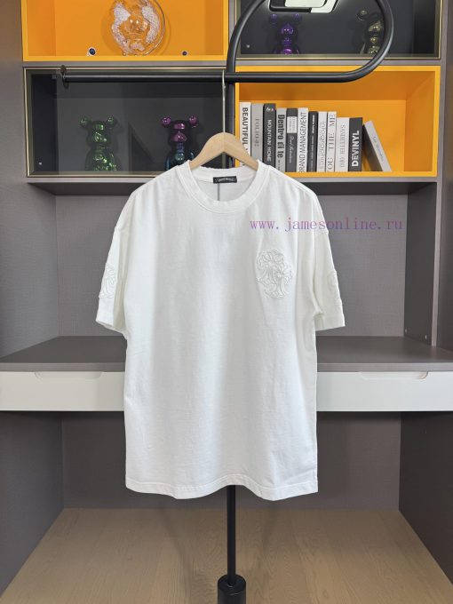 Chrome Hearts 2025 Spring/Summer New Horseshoe Cross Patch Rusty Water Washed Short Sleeve T-sh yrd1jp1o