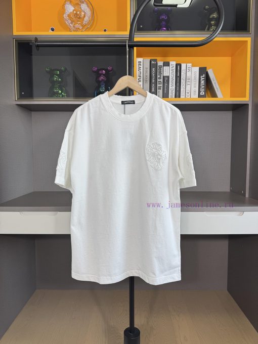 Chrome Hearts 2025 Spring/Summer New Horseshoe Cross Patch Rusty Water Washed Short Sleeve T-sh yrd1jp1o - Image 2