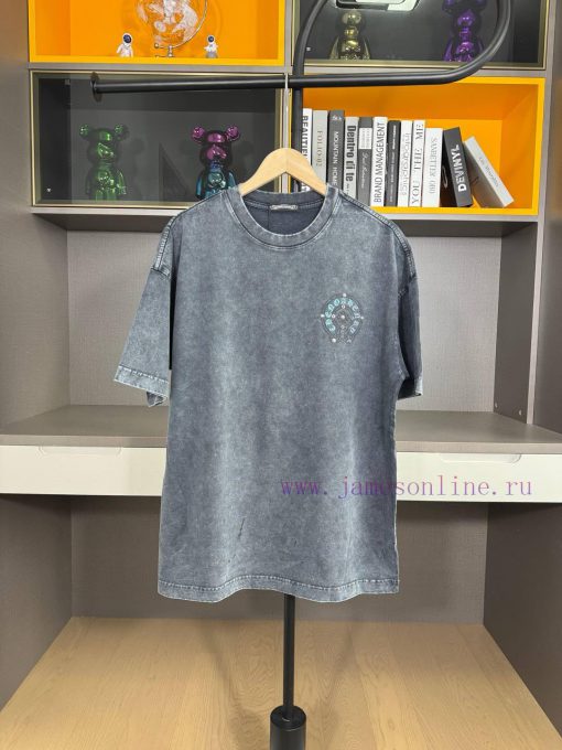 Chrome Hearts 2025 Spring/summer New Horseshoe Cross Diamond Nail Washed Short Sleeved T-shirt k8gdkibu