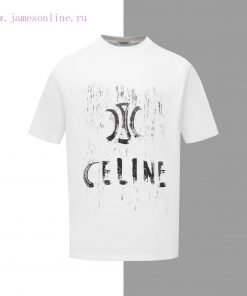 Style Number Z5Celine Limited Edition Letter Logo Printed Round Neck Short Sleeved ShirtCELINE rfc9bu5u