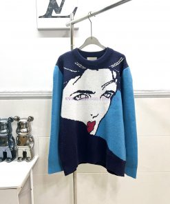 Style Number R033Gucci Artist Collaboration Face Hoodie Round Neck Long Sleeve Sweater Knitted tgrt0s1e