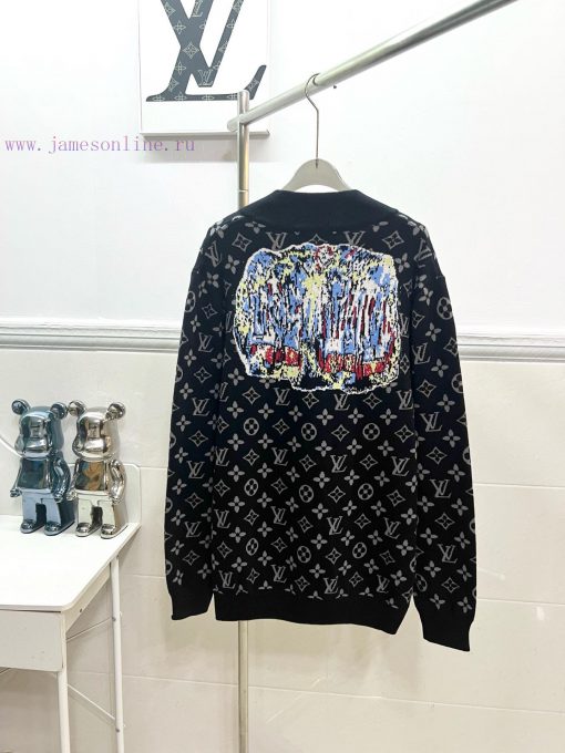 Style Number R032Louis Vuitton Wool Knitted Cardigan JacketUsing Jacquard Inlay Technology To O netc6zlc - Image 3