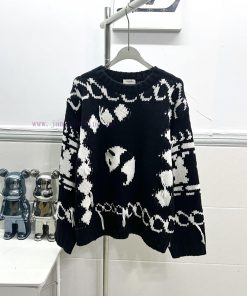 Style Number R047Celin Black And White Contrasting Pattern Panda Jacquard Knot Decoration Knitt igebw45w