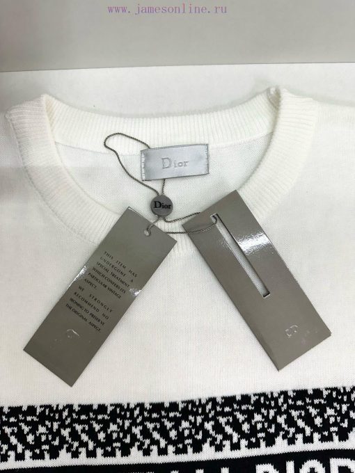 Style Number R012Dior Classic Dior Logo Bar Contrast Knitted Short Sleeve T-shirtThe Fabric Is mmoptwen - Image 7