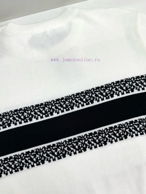 Style Number R012Dior Classic Dior Logo Bar Contrast Knitted Short Sleeve T-shirtThe Fabric Is mmoptwen - Image 9