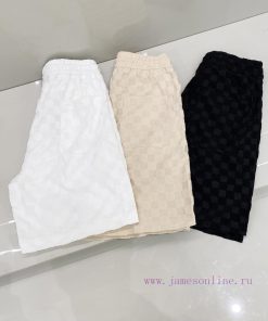 Louis Vuitton LV Jacquard Towel Fabric Checkered Logo Dark Pattern Jacquard ShortsClassic Check 1cmsz2c1