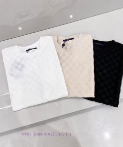 Louis Vuitton LV Jacquard Towel Fabric Checkerboard Logo Dark Pattern Jacquard Short Sleeve T-s ygllnf6x