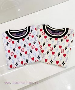 Louis Vuitton LV 25ss Spring New Full Print Jacquard Knitted Round Neck Short Sleeve T-shirtSin i1f6955u
