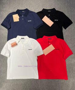 M118 Miumiu Embroidery Color Blocked Polo Shirt Small Edition Short Sleeve In Stock M118SizeS M v5ak3pn8