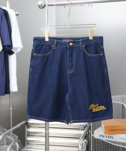 Louis Lv 25ss Early Spring New Rope Signature Letter Embroidered Denim ShortsLight Luxury Fashi q1axo31i