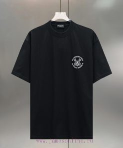 BALENC $AGA Paris Key Micro Seal Pure Cotton PrintRound Neck T-shirt Unisex Loose FitColor: Bla gn0ukx7g