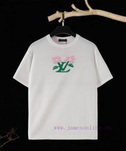 Louis Vuitton 23ss New Jacquard Design Knitted Short Sleeved ShirtShort Sleeved Combed Cotton R jkdaiyh7