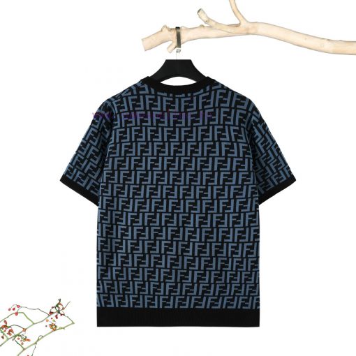Fendi Jacquard Half Sleeve Knitted Sweater 14 Needles Double Sided Jacquard Loop Embedding Proc kgv8bpq0 - Image 3