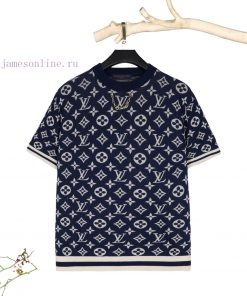 LOUIS VUITTON Logo Jacquard Knitted Craftsmanship Round Neck Short Sleeve T-shirt With Zipper D ak9gglhy