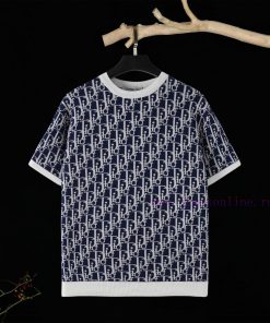 DIOR Jacquard Round Neck Casual Sweater Short Sleeve T-shirt Can Easily Blend Into Casual Or Fo pp24v0l3