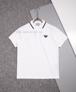 PRADA PRADAChest Triangle Letter Polo ShirtOriginal Fabric Official Same StyleCustomized Same C d14svs8s